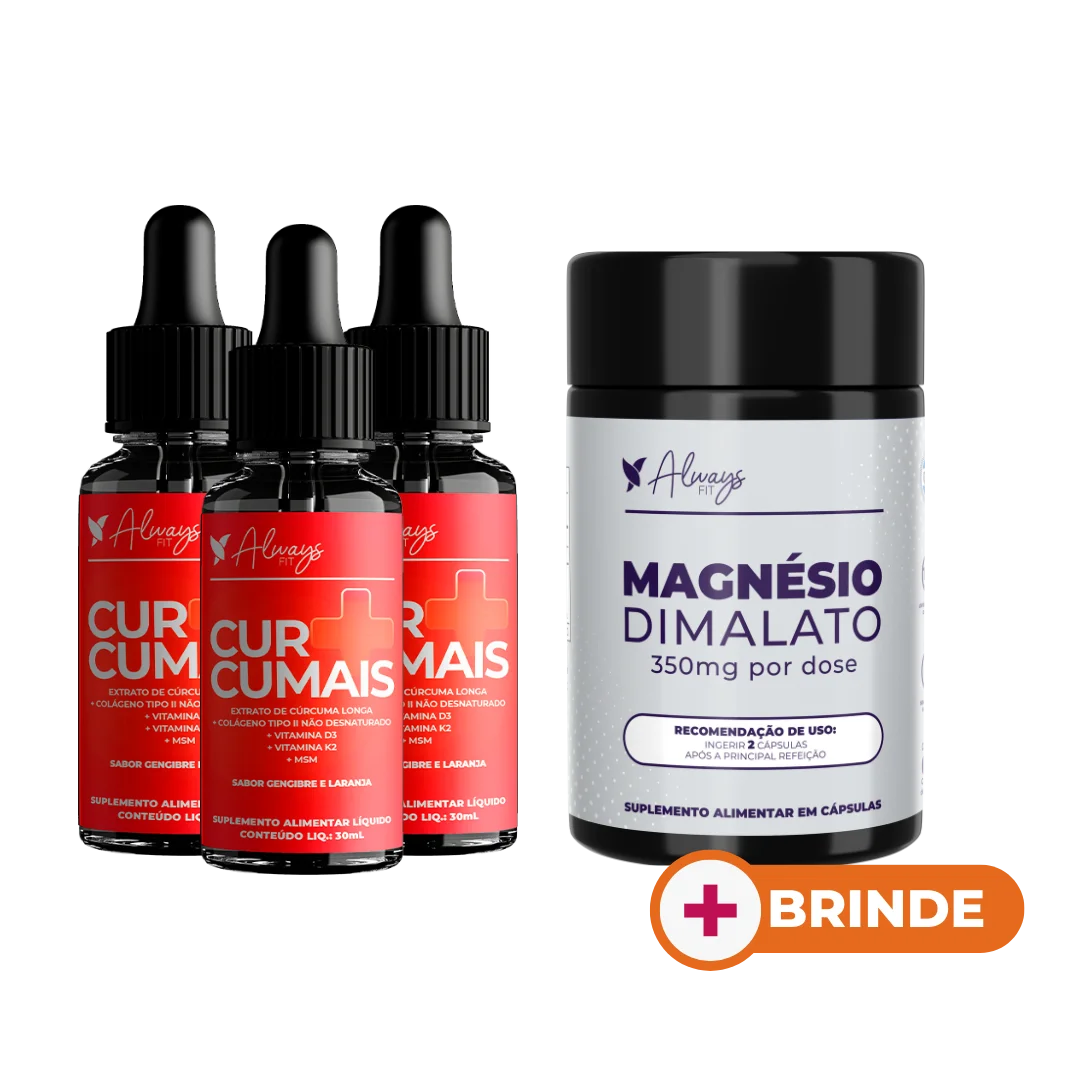 Curcumais - Cúrcuma, Vitamina D3, K2, MSM, Colágeno Tipo 2 e Condroitina