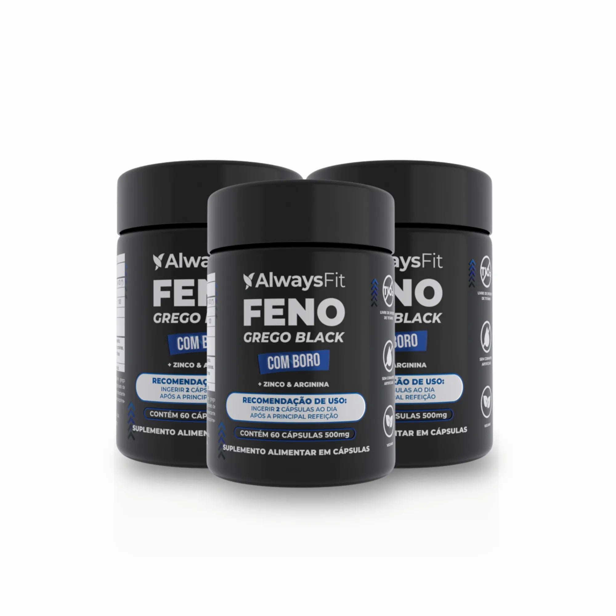 Feno Grego Black com Arginina, Zinco e Boro - 60 Cápsulas